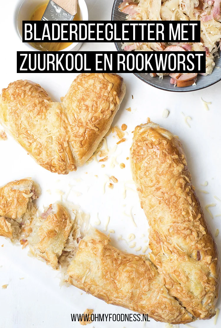 Bladerdeegletter met zuurkool en rookworst 2 Bladerdeegletter met zuurkool en rookworst