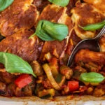 Halloumi-bake met lamsworstjes
