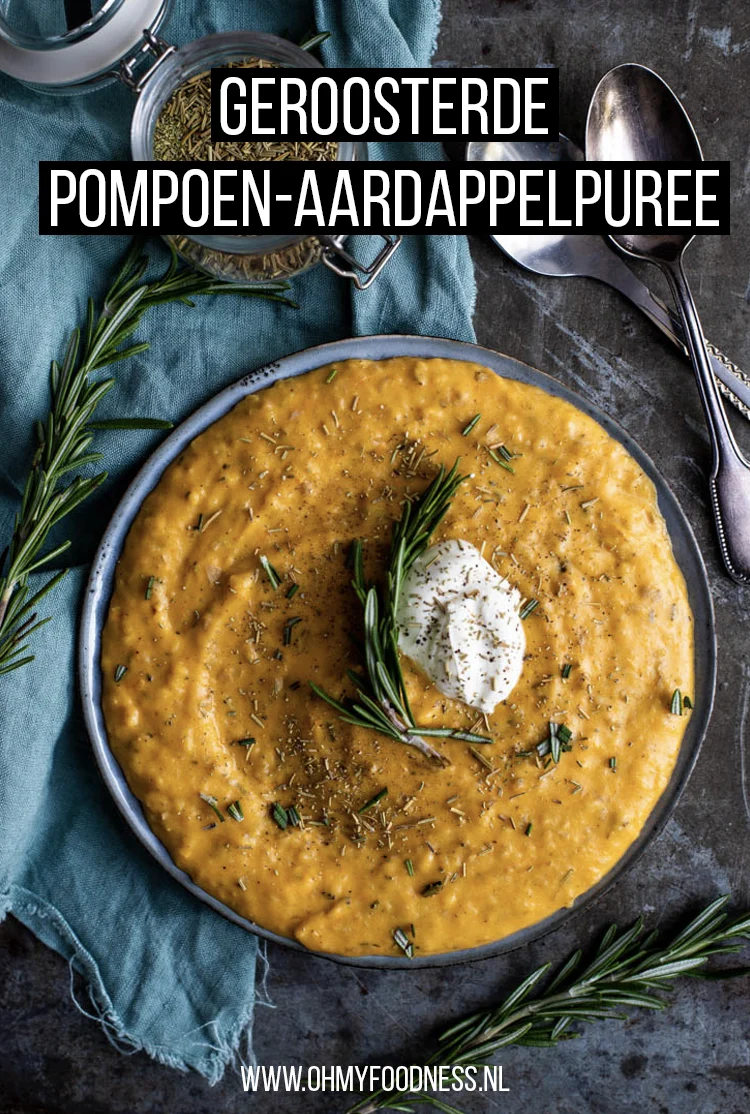 Geroosterde pompoen-aardappelpuree met knoflook 2 Geroosterde pompoen aardappelpuree met knoflook