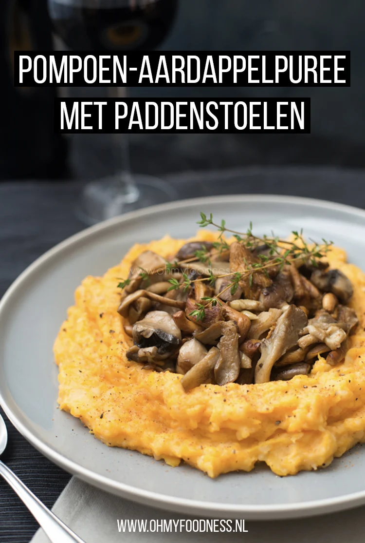Bijgerecht: Pompoen-aardappelpuree met paddenstoelen 2 Pompoen aardappelpuree met paddenstoelen