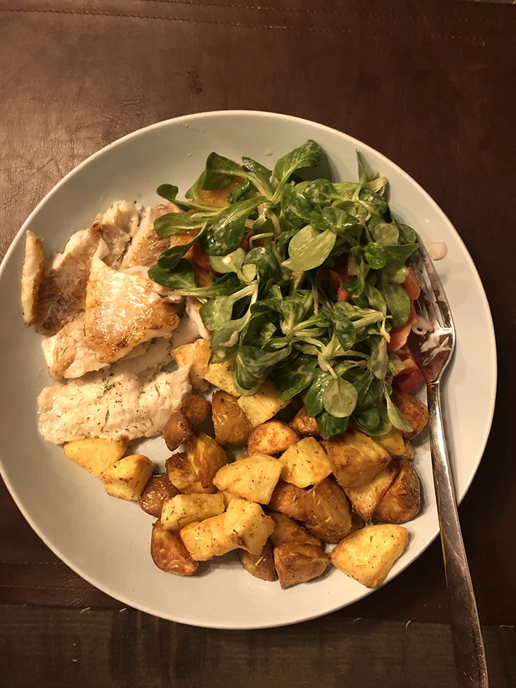 Sab's Eetoverzicht week 3/2019 5 aardappeltjes met roodbaars