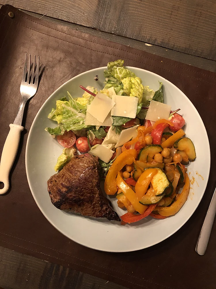 Sab's Eetoverzicht week 2/2019 2 biefstuk met groenten