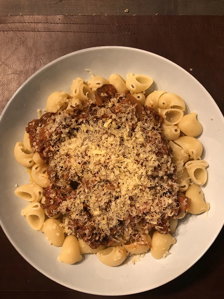 Sab's Eetoverzicht week 4/2019 1 pasta met bolognese
