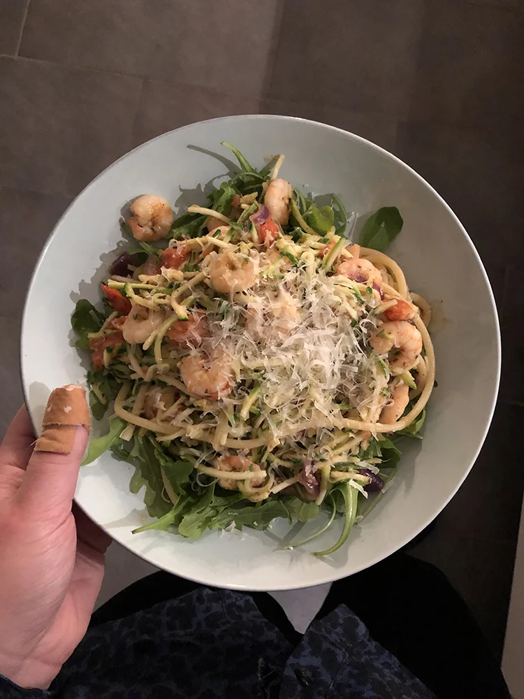 Sab's Eetoverzicht week 1/2019 5 pasta met garnalen
