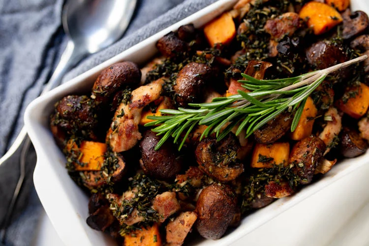 Ovenschotel met kippendijen en balsamico champignons 25 OvenschotelKippendijenBalsamicoChamp FI