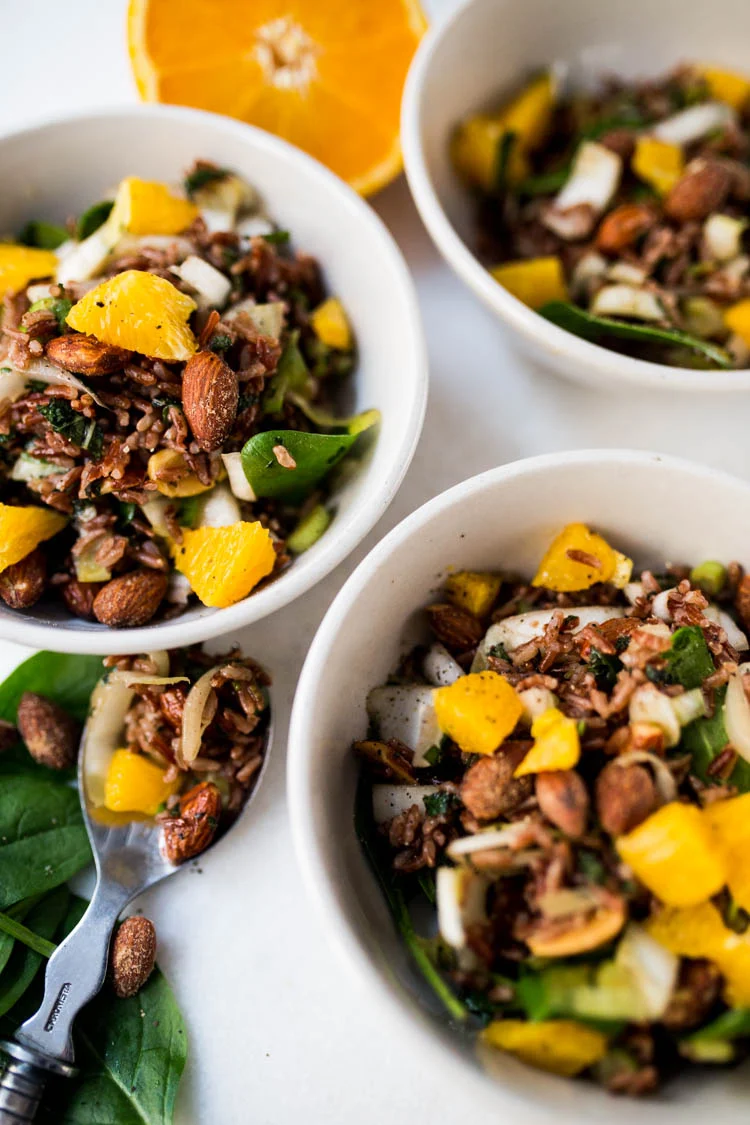 Rode rijstsalade met sinaasappel en amandelen 1 RodeRijstSaladeSinaasappelAmandel ST 2
