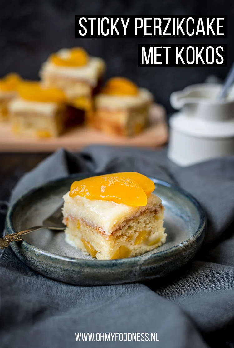 Fastfood Friday: Sticky perzikcake met kokos 3 Sticky perzikcake met kokos