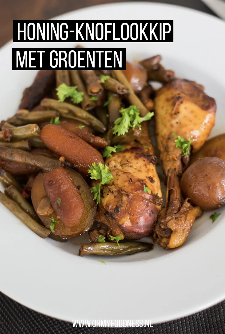 Honing-Knoflookkip met groenten 2 Honing Knoflookkip met groenten