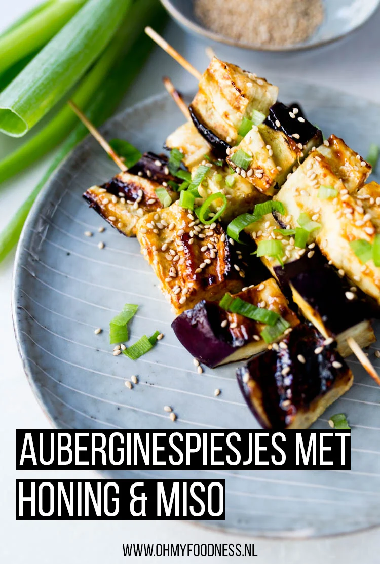 Auberginespiesjes met honing en miso 2 Auberginespiesjes met honing en miso
