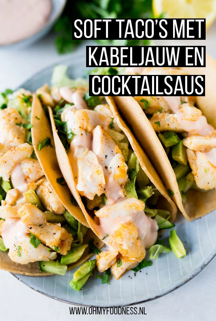 Soft taco's met kabeljauw en cocktailsaus 2 Soft taco's met kabeljauw en cocktailsaus