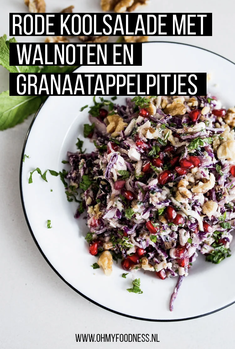 Rode koolsalade met walnoten en granaatappelpitjes 2 RodeKoolSaladeFetaenGranaatappelpitjes Pinterest