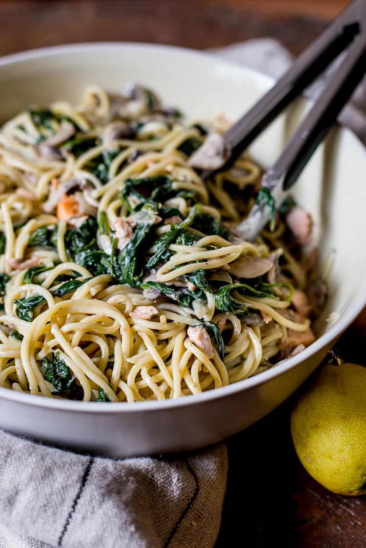 Pasta met zalm en spinazie - met video! 2 Spaghetti zalm florentine