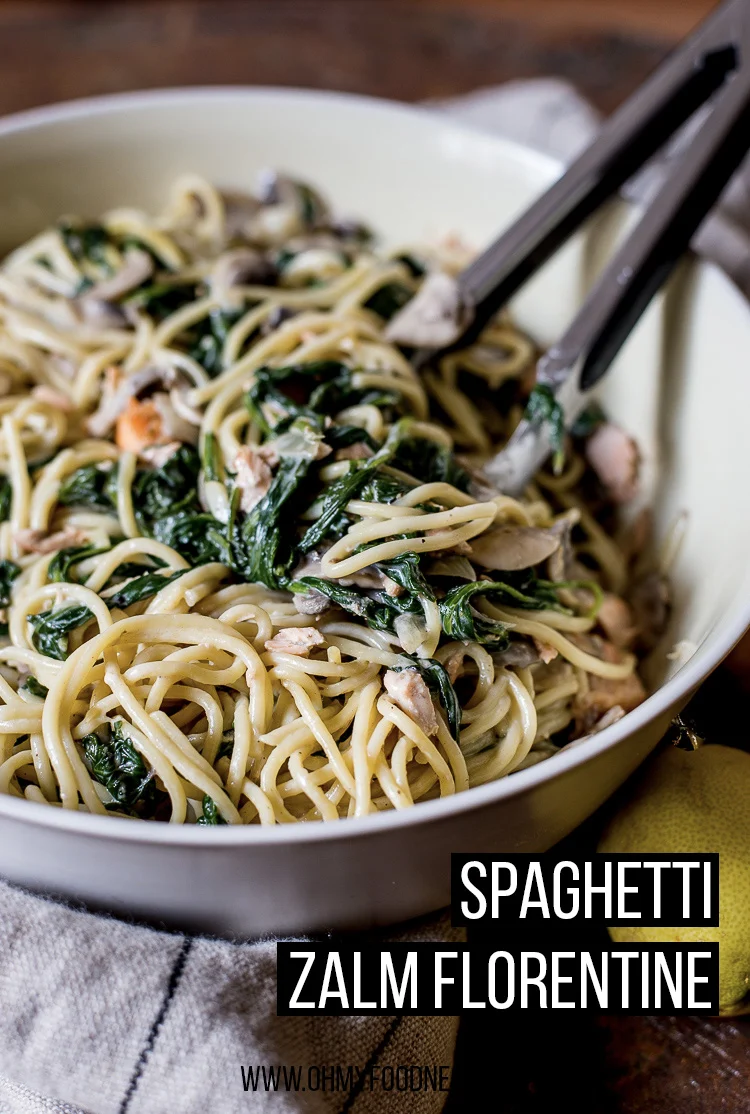Pasta met zalm en spinazie - met video! 3 Spaghetti zalm florentine
