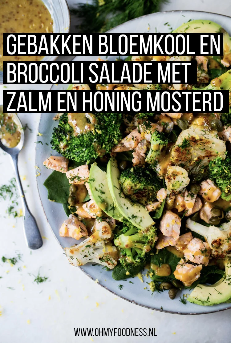 Gebakken bloemkool en broccoli salade met zalm en honing mosterd 2 GebakkenBroccoliBloemkoolSalademetZalmenHoningMosterd Pinterest