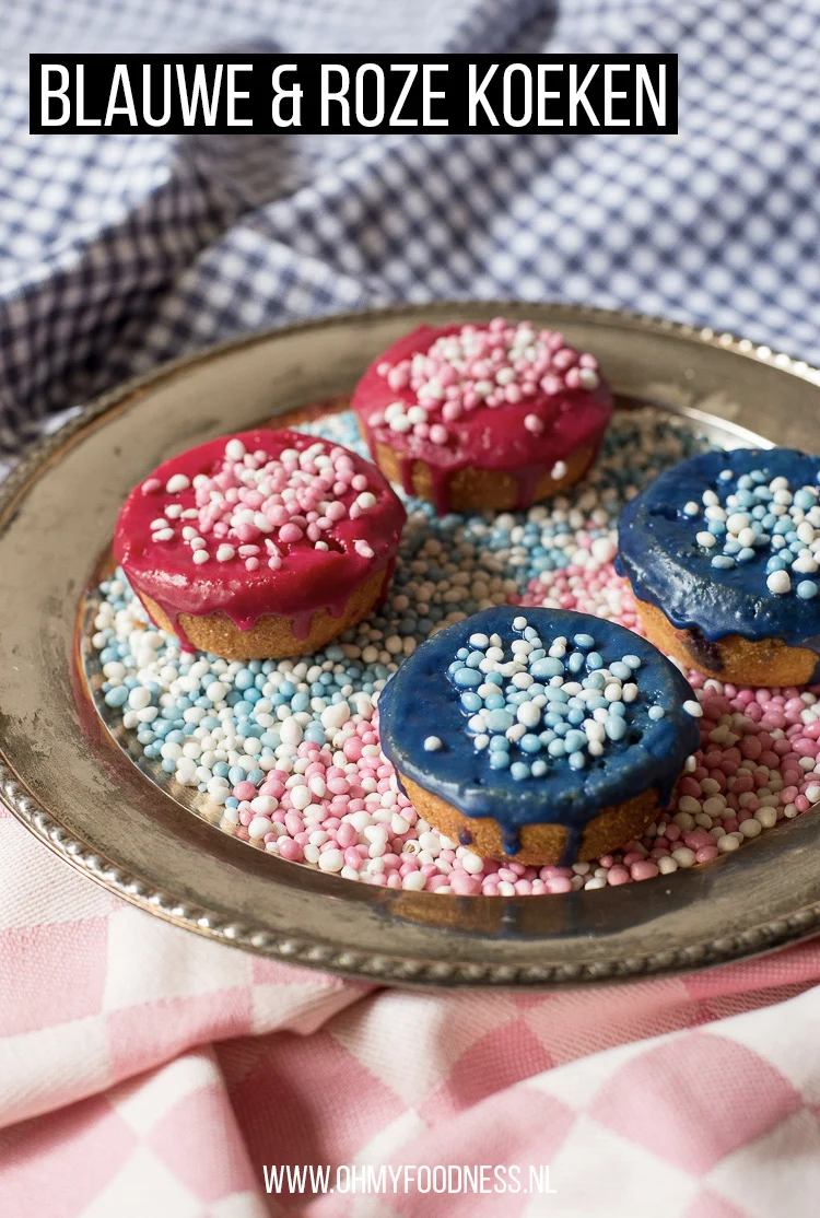 Blauwe/roze koeken met muisjes 3 Blauwe/roze koeken met muisjes