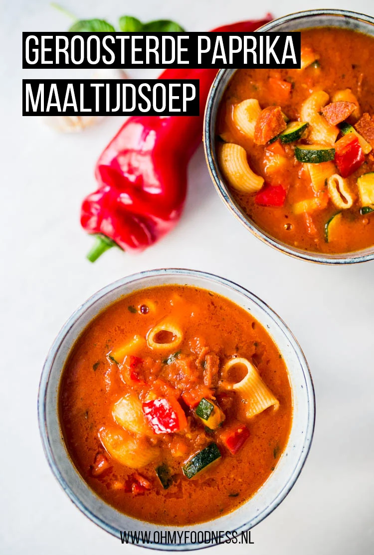 Geroosterde Paprika Maaltijdsoep 2 Geroosterde paprika-maaltijdsoep