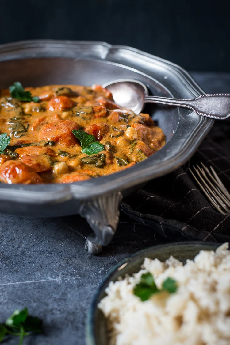 Kikkererwten spinazie curry met zongedroogde tomaat 2 Curry met spinazie