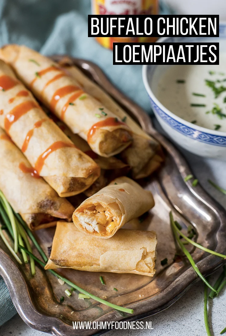 Fastfood Friday: Buffalo chicken loempiaatjes met mais 2 Buffalo chicken loempiaatjes