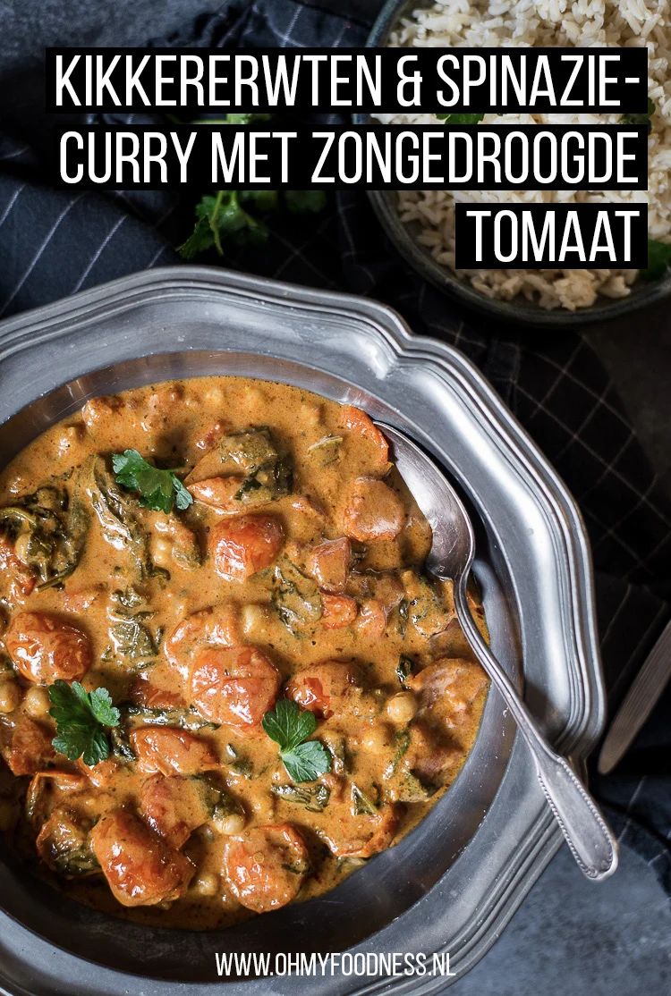 Kikkererwten spinazie curry met zongedroogde tomaat 3 Kikkererwten & Spinaziecurry met zongedroogde tomaat
