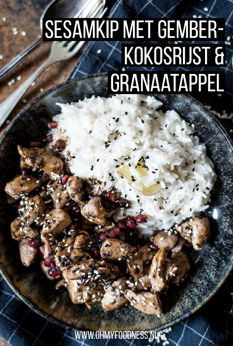 Sesamkip met gember-kokosrijst en granaatappel 3 Sesamkip met gember-kokosrijst en granaatappel