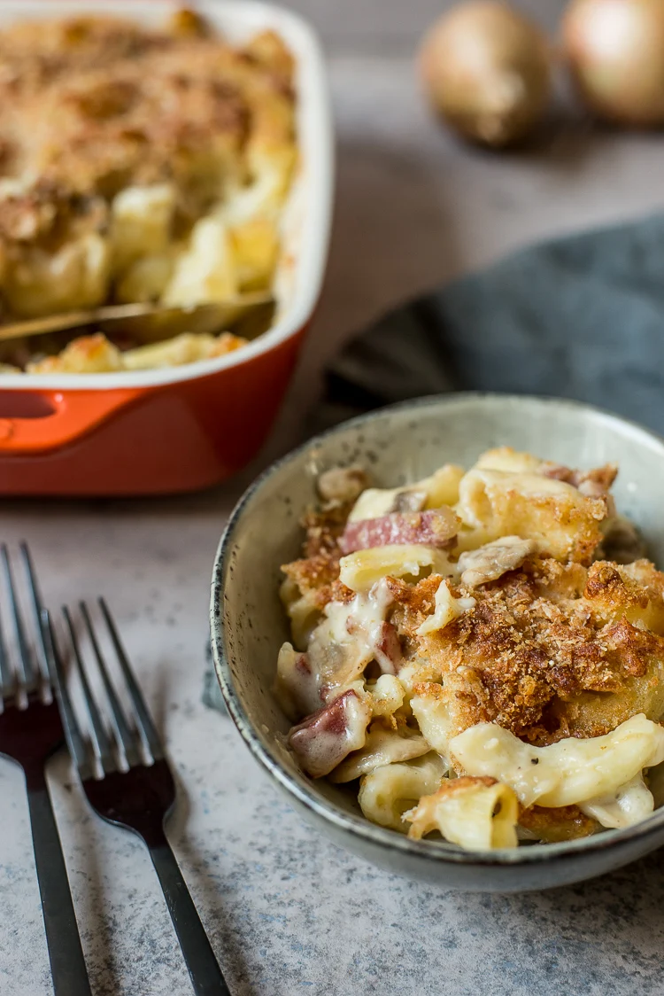 Fastfood Friday: Mac & Cheese met cervelaat en champignons 1 Mac & Cheese met cervelaat en champignons