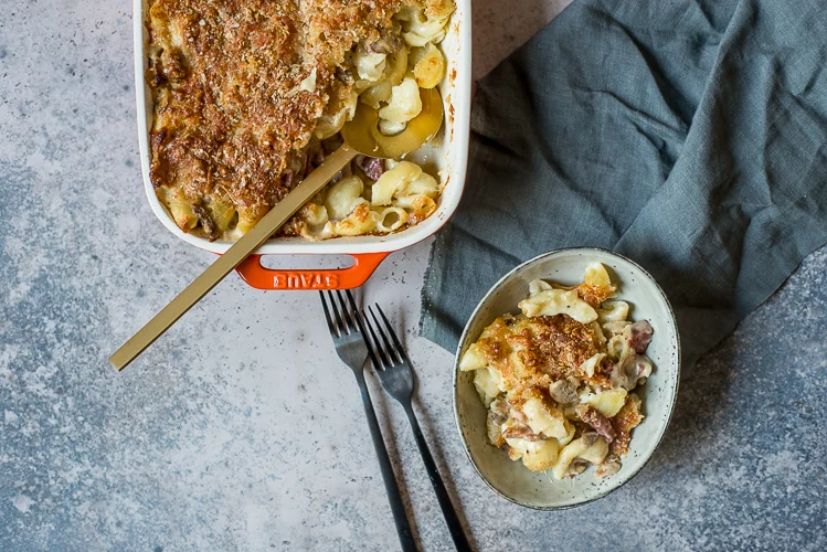 Fastfood Friday: Mac & Cheese met cervelaat en champignons 4 Mac & Cheese met cervelaat en champignons