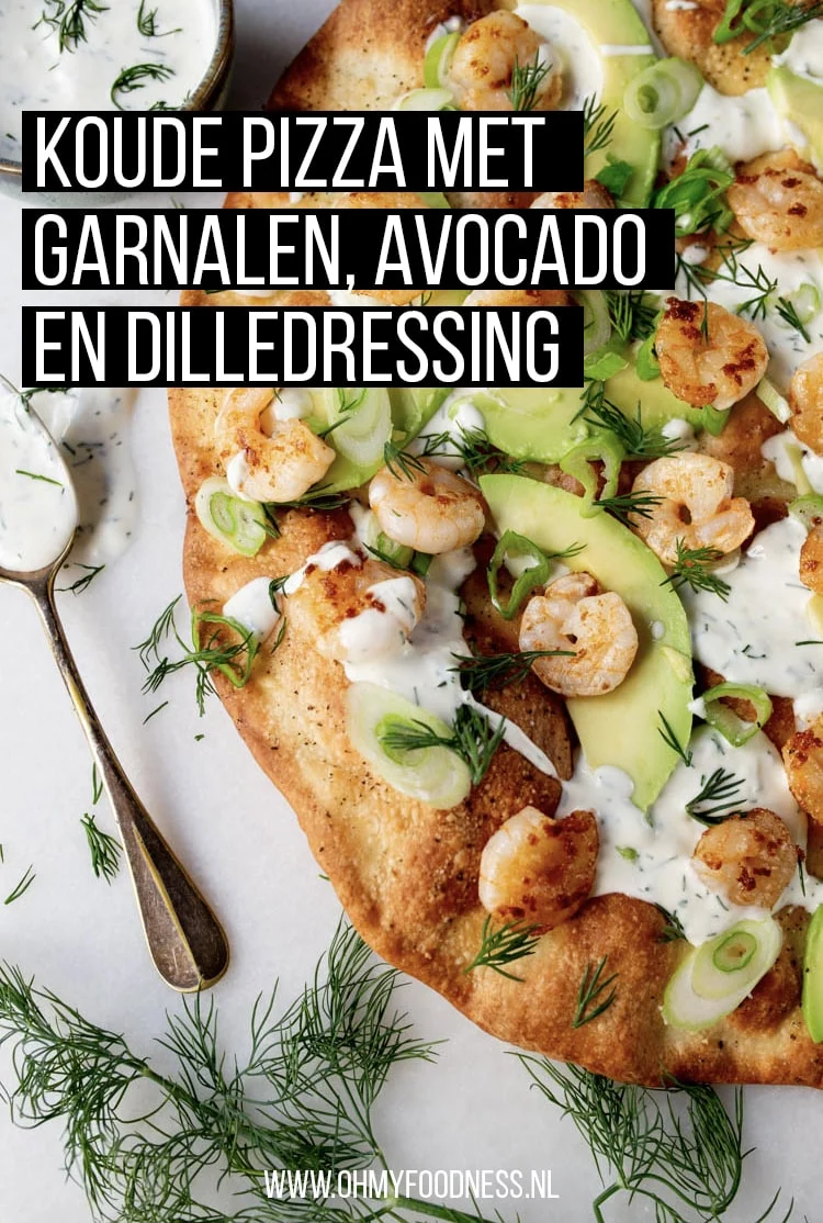 Koude pizza met garnalen, avocado en dilledressing 2 KoudePizzaGarnalenDilleDressing Pinterest