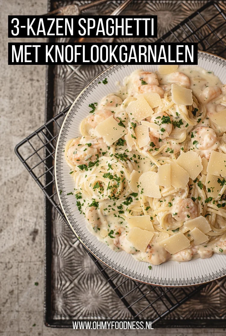 Fastfood Friday: 3-kazen spaghetti met knoflookgarnalen 4 3-kazen spaghetti met knoflookgarnalen