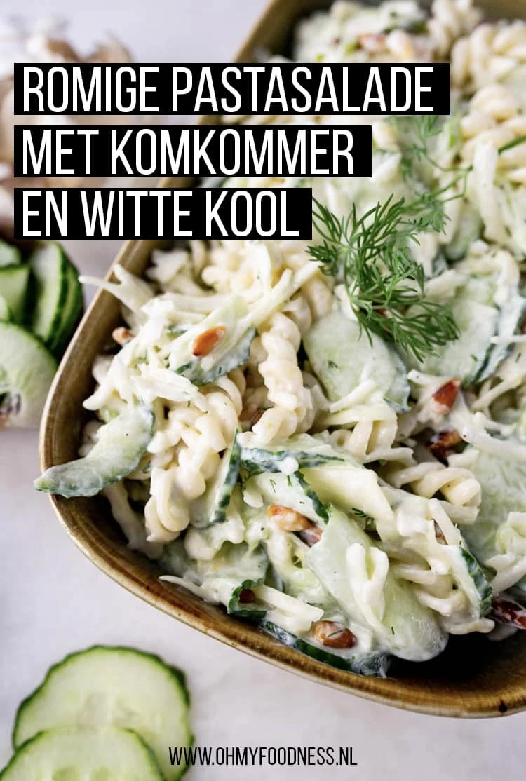 Romige Pastasalade met Komkommer en Witte Kool 3 RomigeKomkommerPastaSalade Pinterest