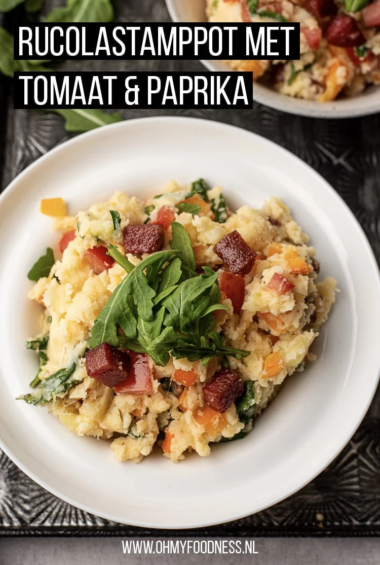 Rucolastamppot met tomaat en paprika 4 Rucolastamppot met tomaat en paprika