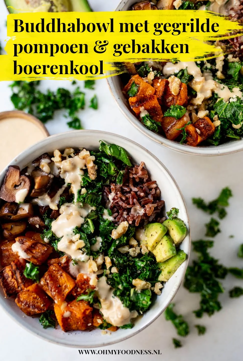 Buddha bowl met gegrilde pompoen en gebakken boerenkool 3 Buddhabowl met gegrilde pompoen