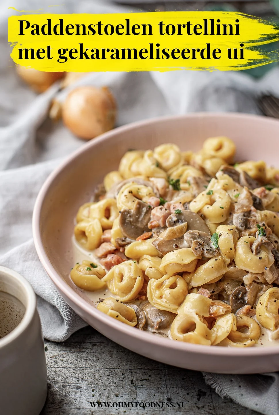 Paddenstoelen tortellini met gekarameliseerde ui 3 Paddenstoelen tortellini