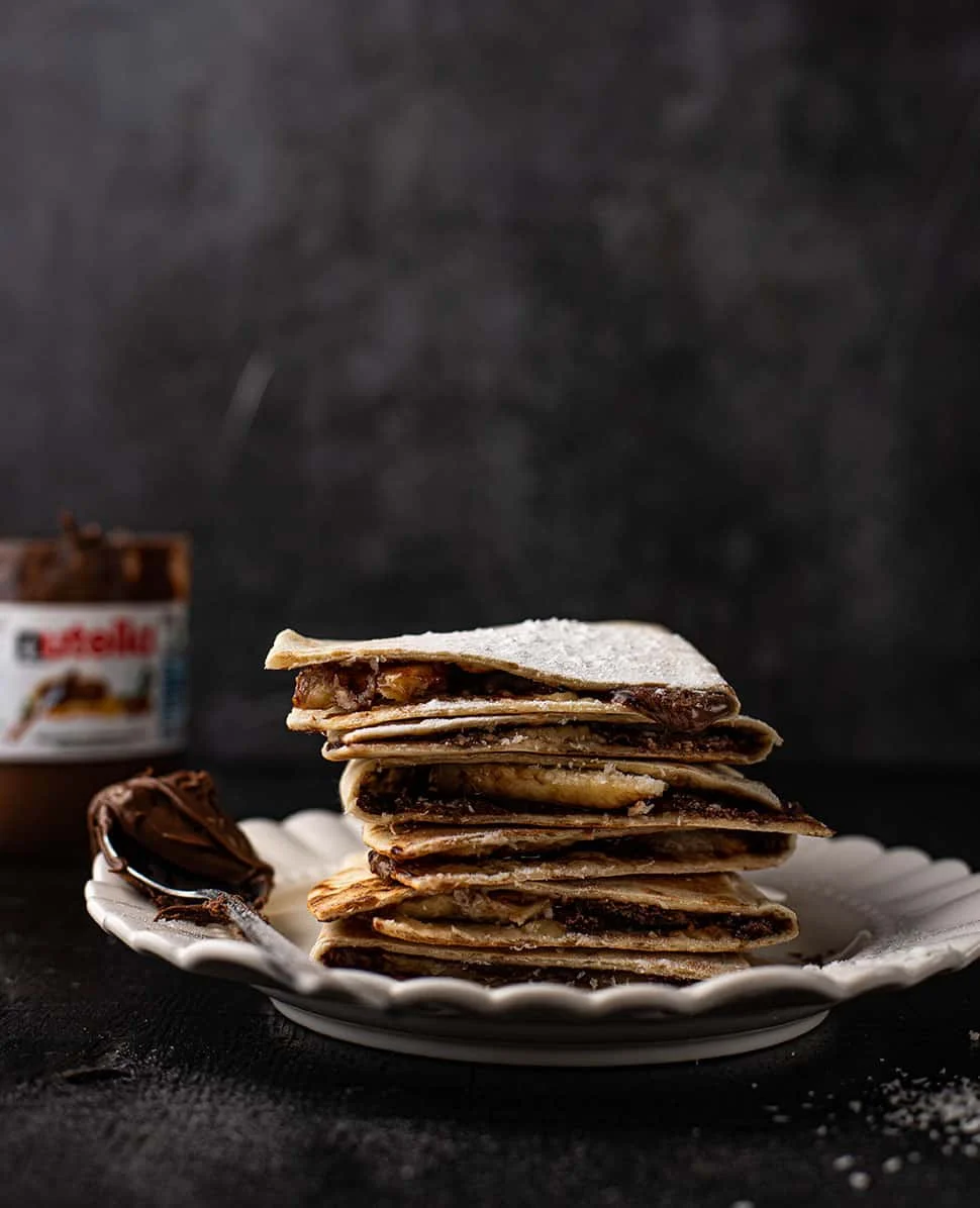 Banaan-Nutella Quesadilla's met kokos