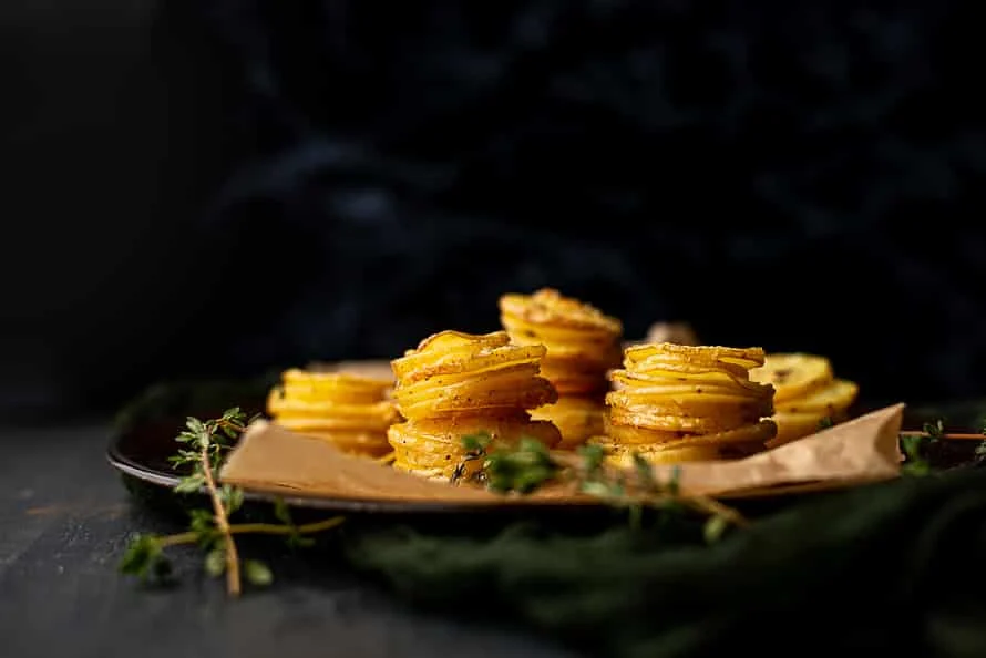 Aardappeltorentjes met knoflook & Parmezaan 2 Aardappeltorentjes met knoflook & parmezaan