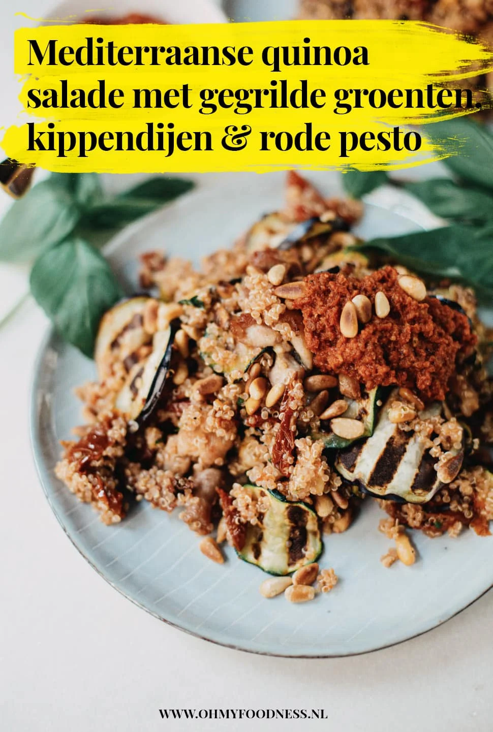 Mediterraanse Quinoa Salade met Gegrilde Groenten, Kippendijen en Rode Pesto 3 Mediterraanse Quinoa Salade met Gegrilde Groenten Kippendijen en Rode Pesto Pinterest