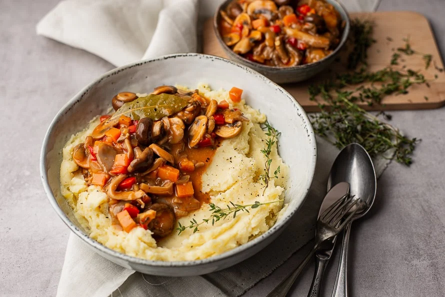 Paddenstoelenstoof met aardappelpuree 3 Paddenstoelenstoof met aardappelpuree