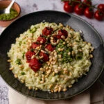 Pestorisotto met geroosterde tomaatjes