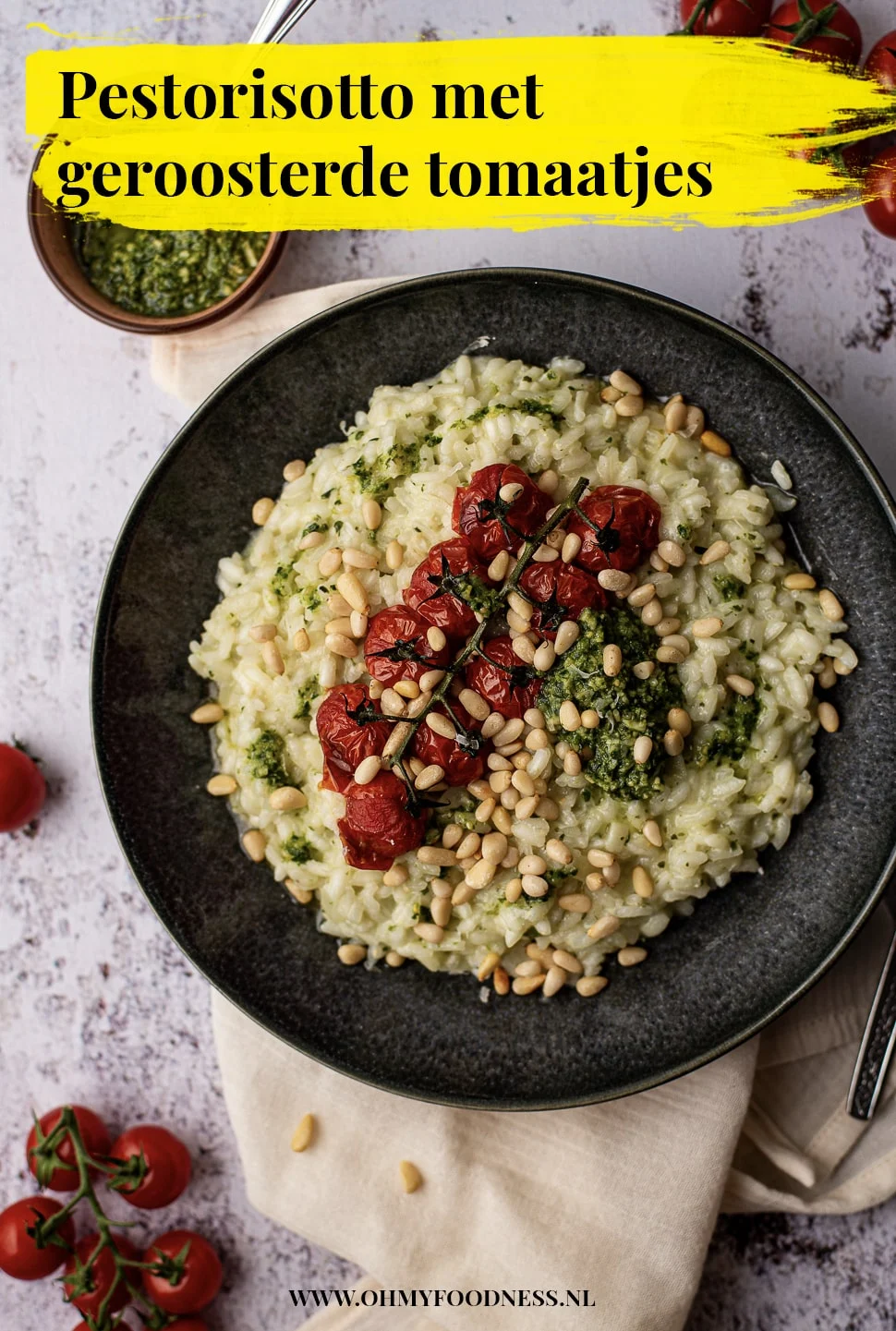 Pestorisotto met geroosterde tomaat 3 Pestorisotto met geroosterde tomaatjes