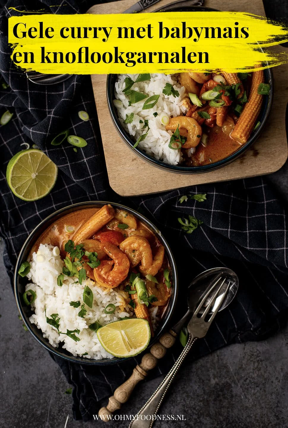 Gele curry met garnalen & knoflookgarnalen en babymais 4 Gele curry met babymais en knoflookgarnalen