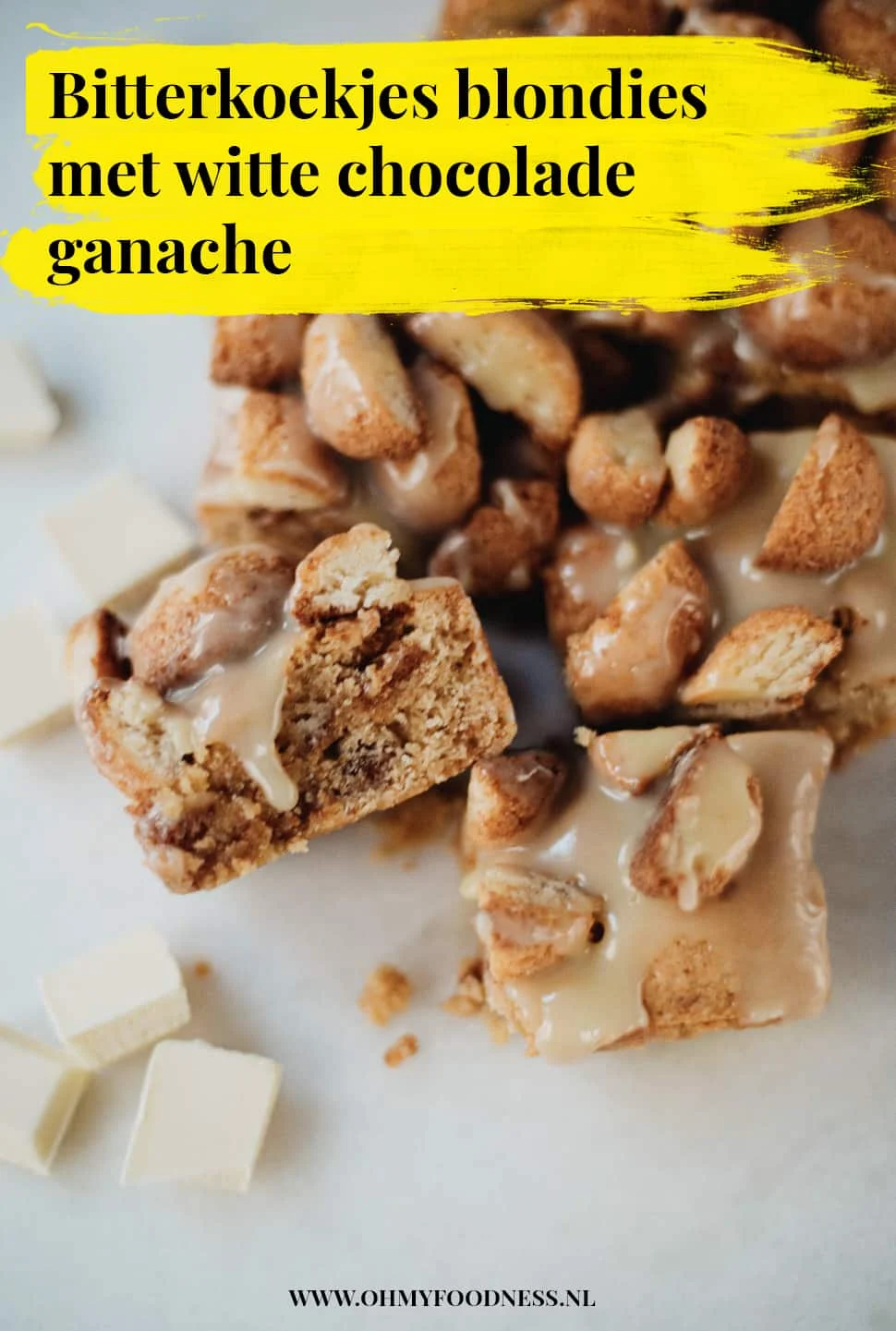 Bitterkoekjes Blondies met Witte Chocolade Ganache 3 Bitterkoekjes Blondies met Witte Chocolade Ganache Pinterest