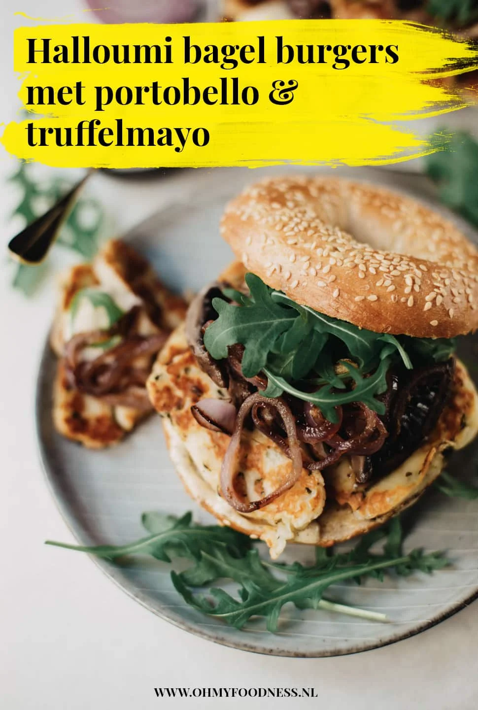 Halloumi Bagel Burgers met Portobello en Truffelmayo 4 Halloumi Bagel Burgers met Portobello en Truffelmayo Pinterest