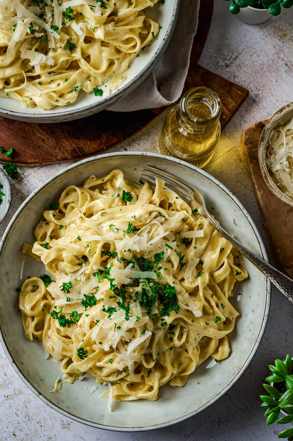 Tagliatelle met knoflookroomsaus 1 pasta met witte saus