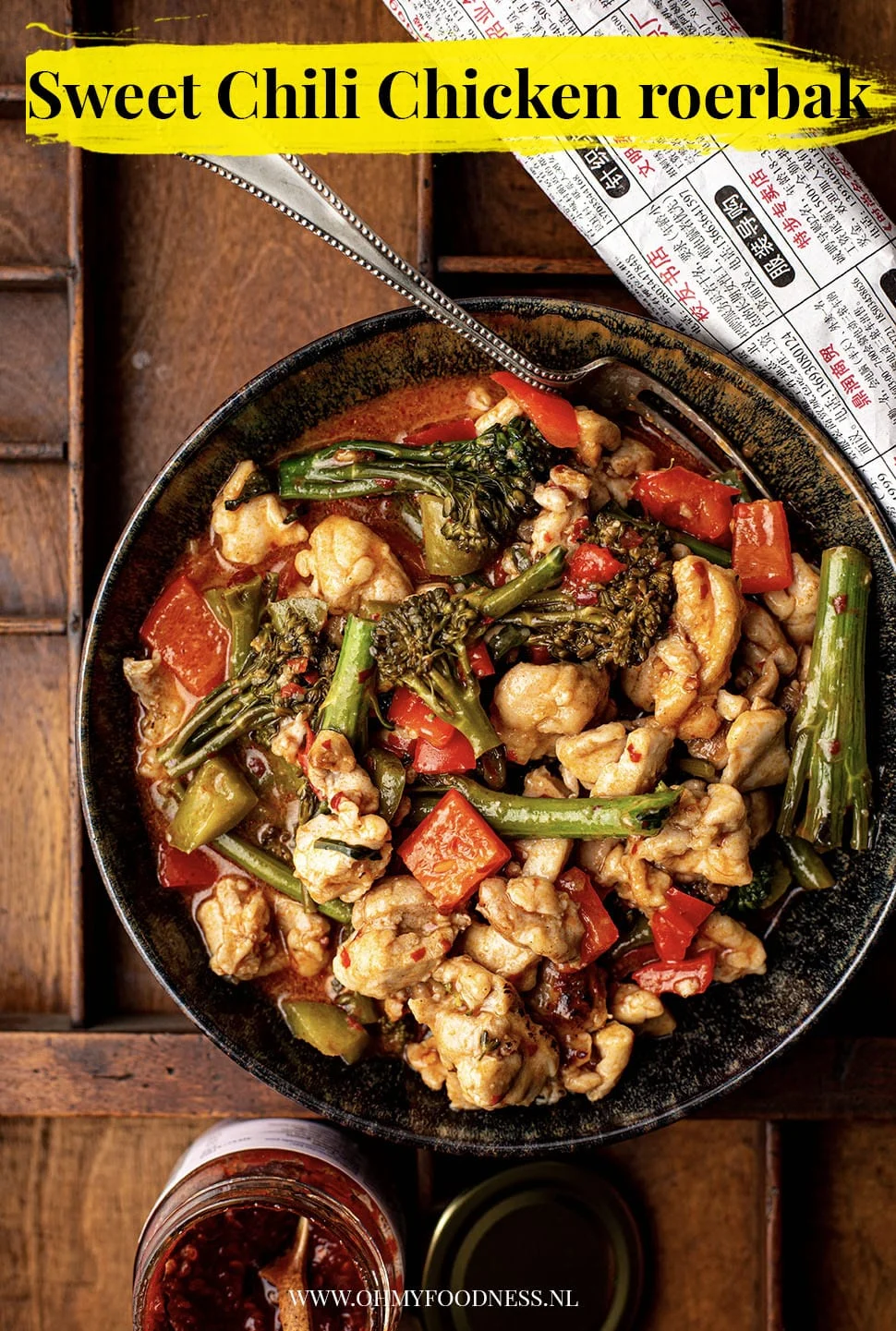 Zoete chili kip roerbak