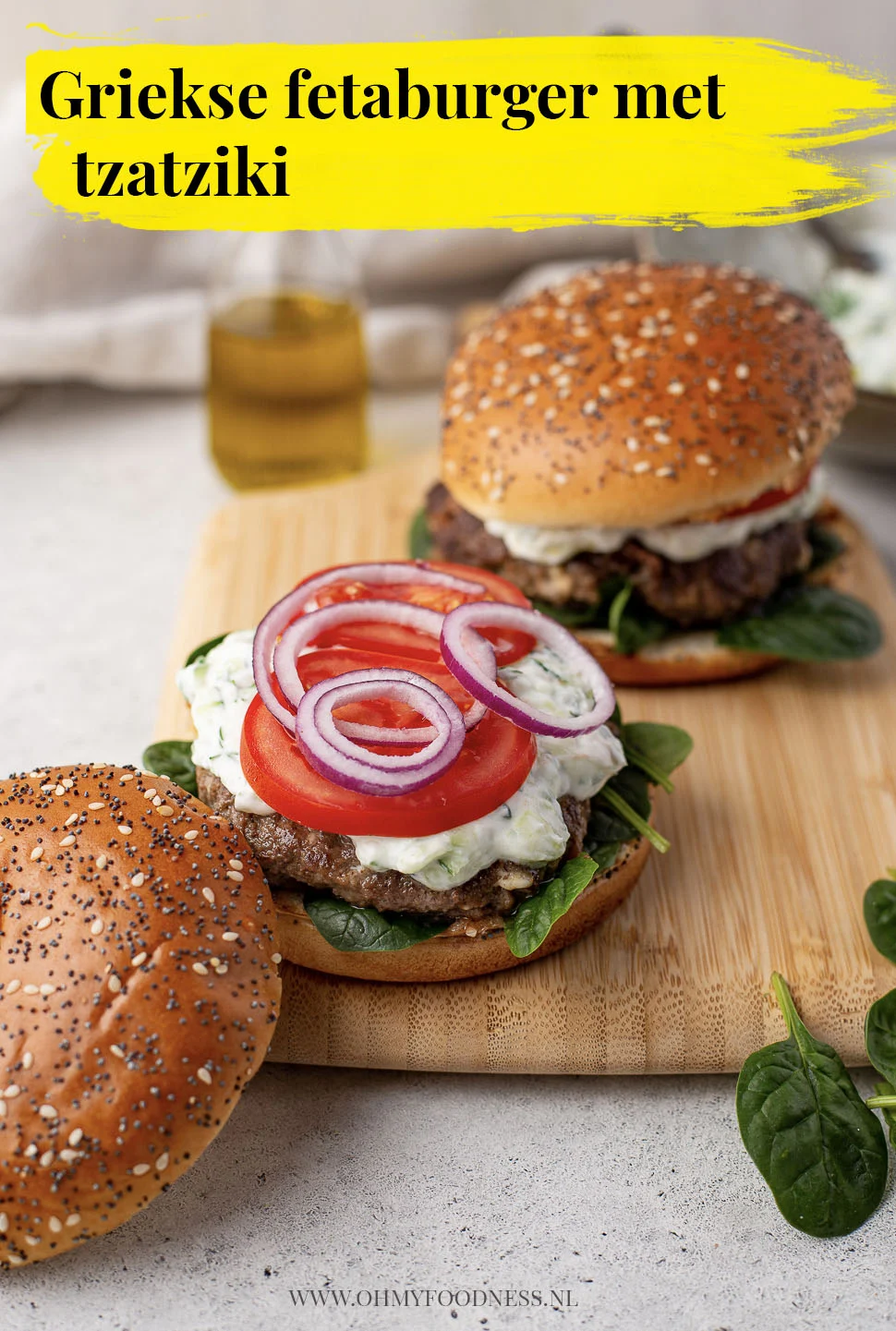 Griekse fetaburger met homemade tzatztiki 5 Griekse fetaburgers met Tzatziki
