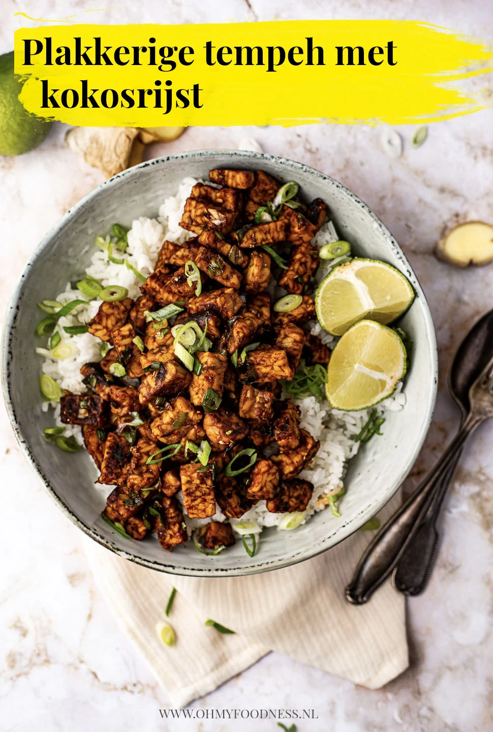 Plakkerige gember tempeh met kokosrijst 4 plakkerige tempeh met kokosrijst