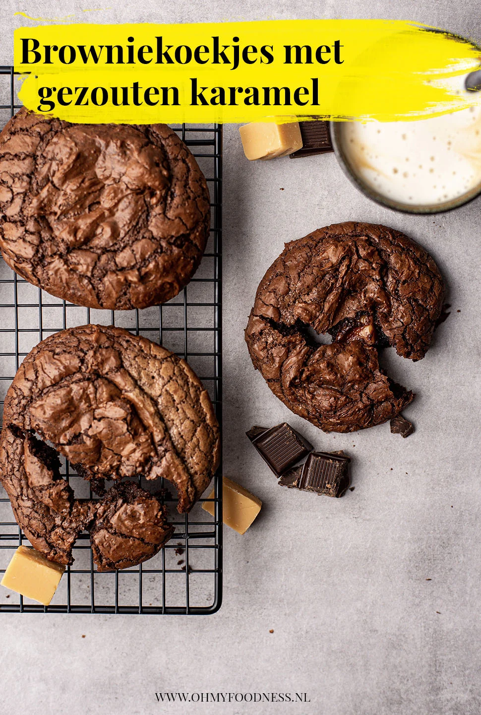Browniekoekjes met gezouten karamel 3 Browniekoekjes met gezouten karamel