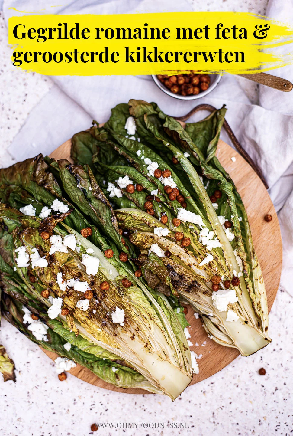 Gegrilde romaine met feta en geroosterde kikkererwten 4 Gegrilde romaine met feta en geroosterde kikkererwten