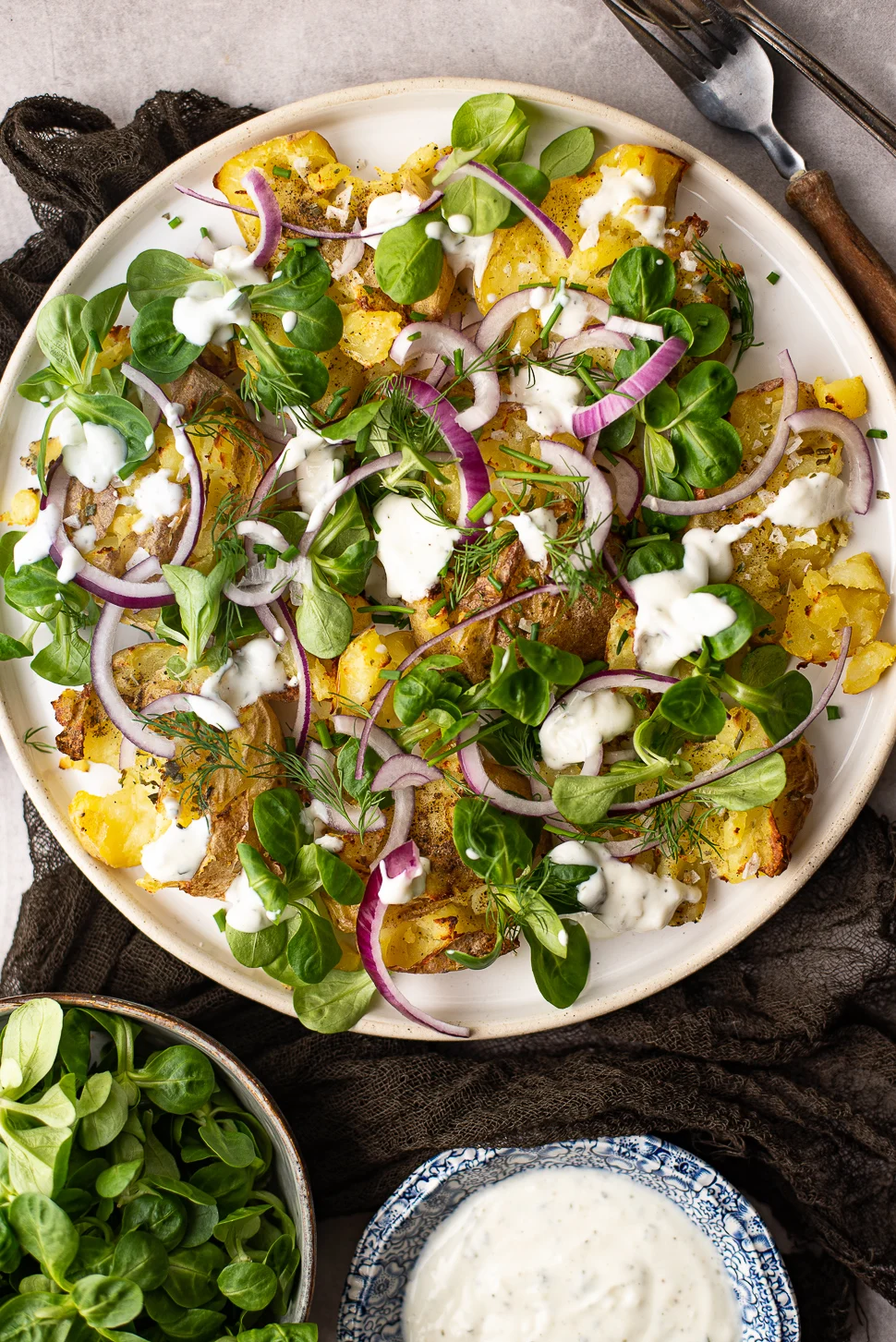 Krokante smashed potato salade 1 Krokante smashed potato salade