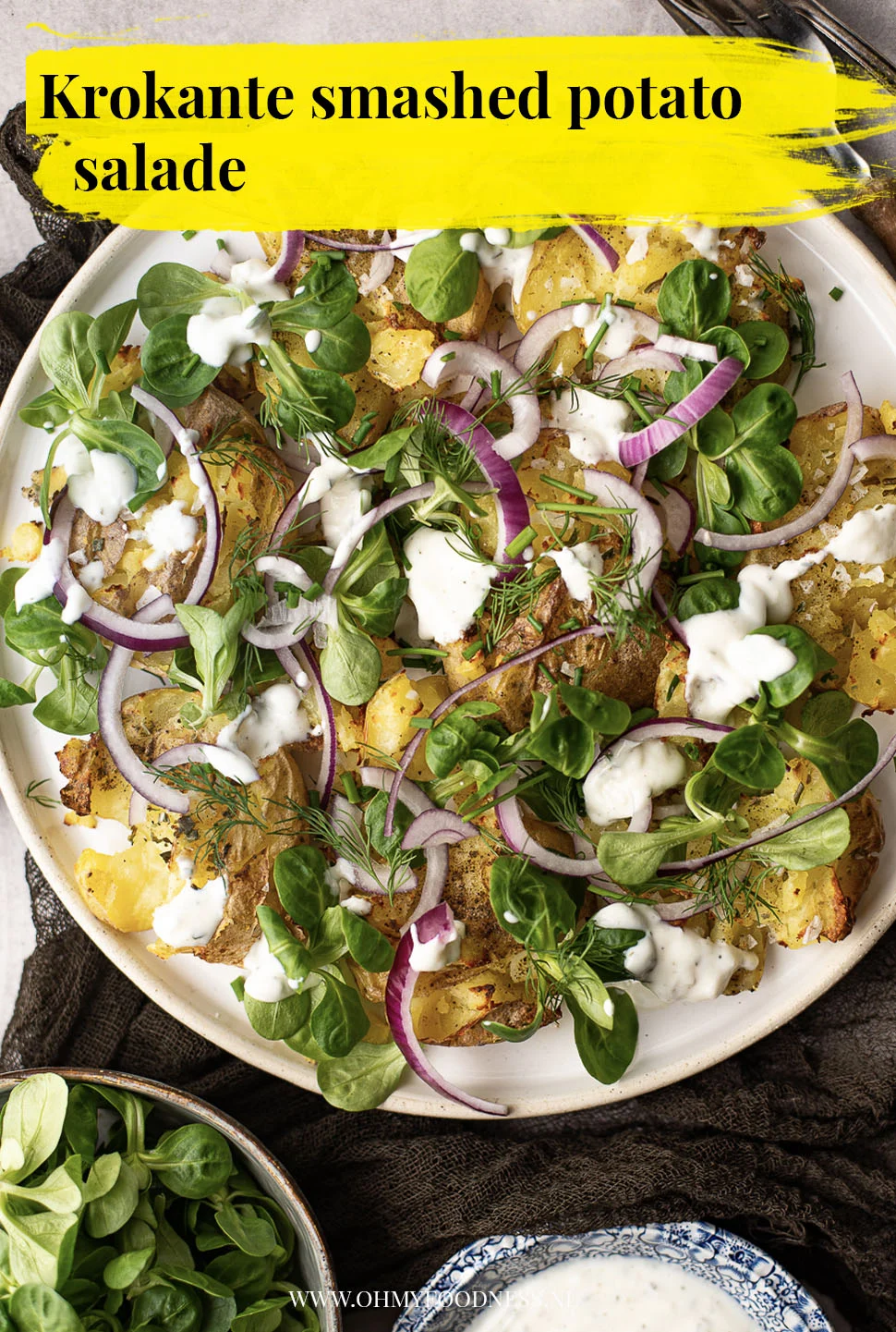 Krokante smashed potato salade 3 Krokante smashed potato salade