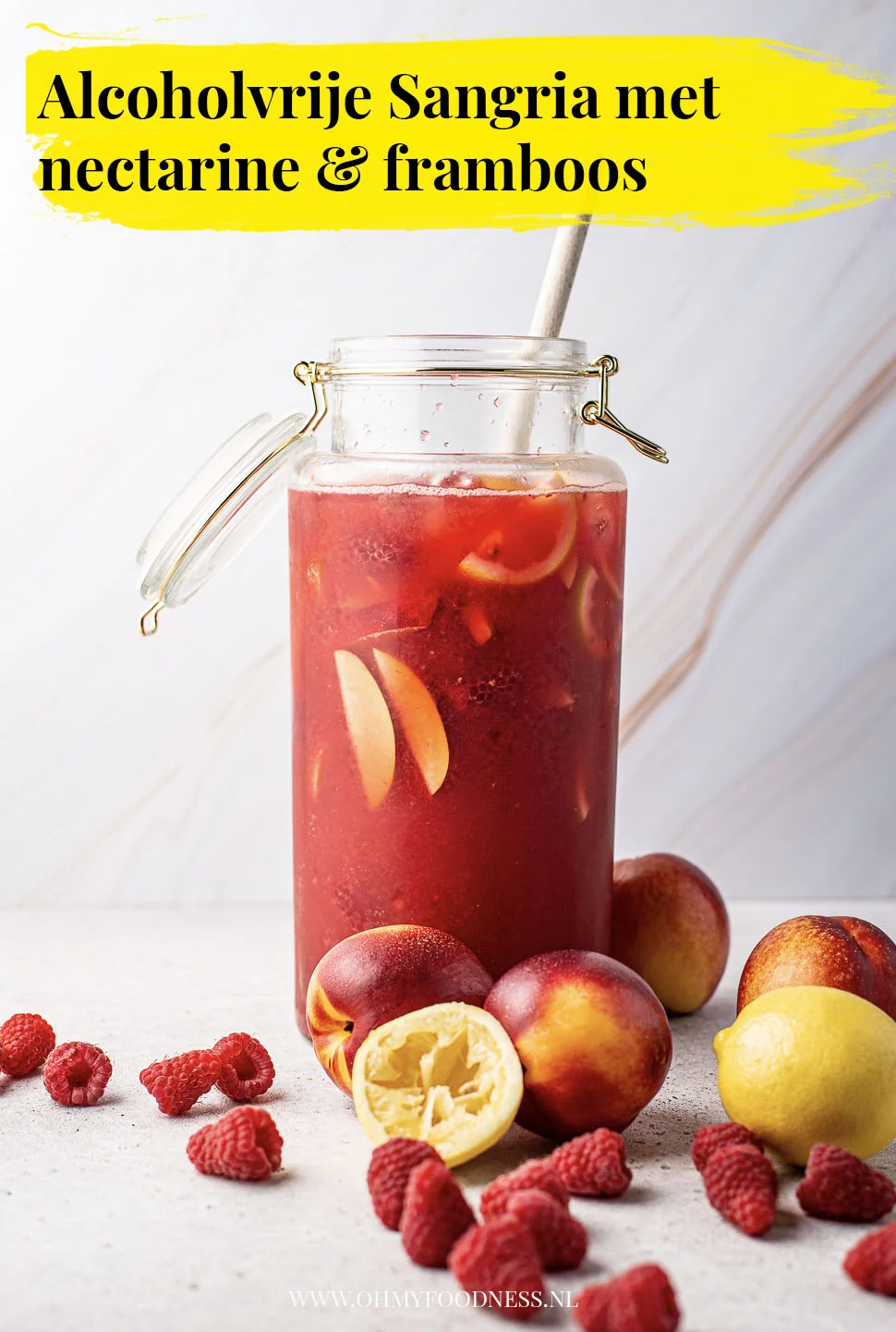 Alcoholvrije Sangria met nectarine & framboos 4 alcoholvrije sangria met nectarine framboos pinterest